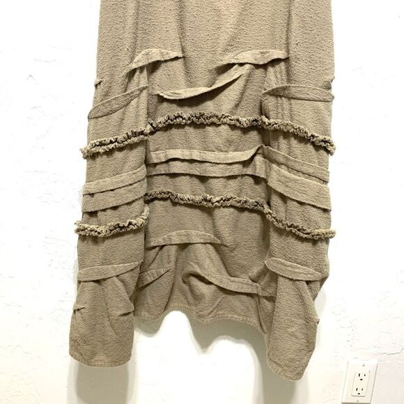 Krista Larson 100% Cotton Midi Tan Tank Dress Womens One Size Gathered Hem - Picture 7 of 9